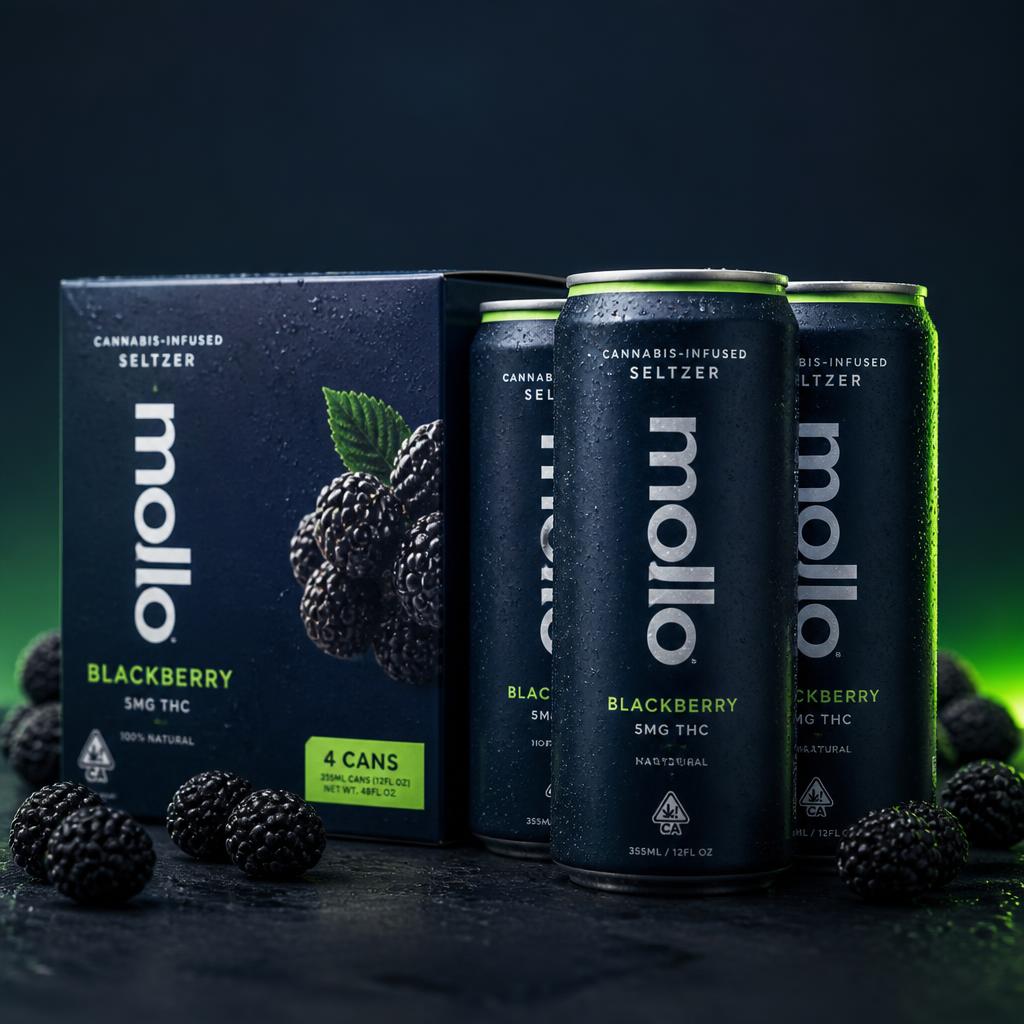 Mollo Blackberry cannabis infused seltzer 4 pack