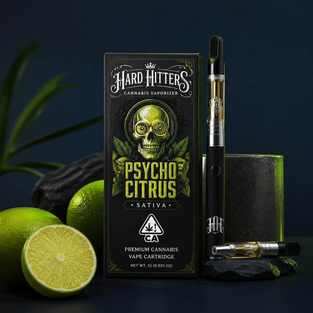 Hard Hitters Psycho Citrus 1g sativa vape cartridge by Endgame