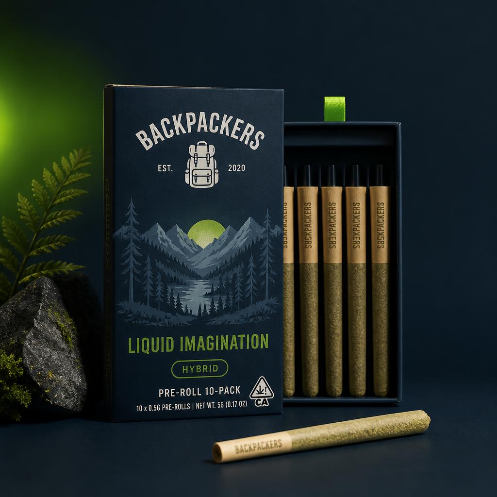Backpackers Liquid Imagination 10 pack of hybrid pre-rolls by Back Forty